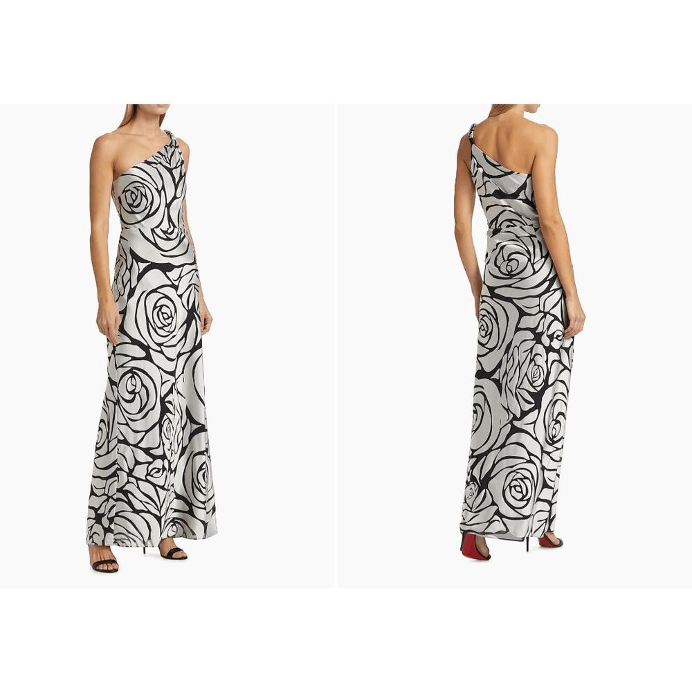NWT Milly Isley Floral Chiffon One-Shoulder Maxi Dress Size 12 $550